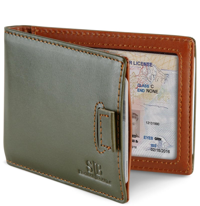SERMAN BRANDS RFID Blocking Slim Money Clip Wallet â€“ Leather Bifold Front Pocket Minimalist Mens Wallet with Money Clip for Men, Small Credit Card Holder Wallet - Travel Wallet with Gift Box - Image 1